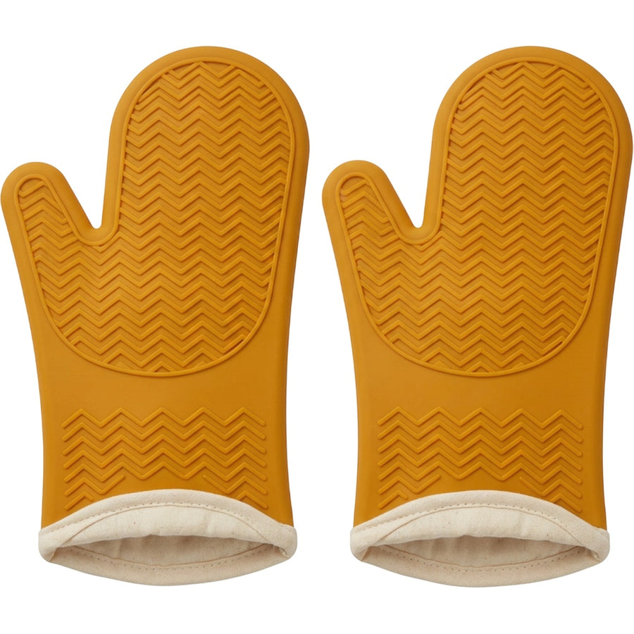 Baskliving Flexclad Silicone Oven Mitts 11 in Ochre Lined Pair