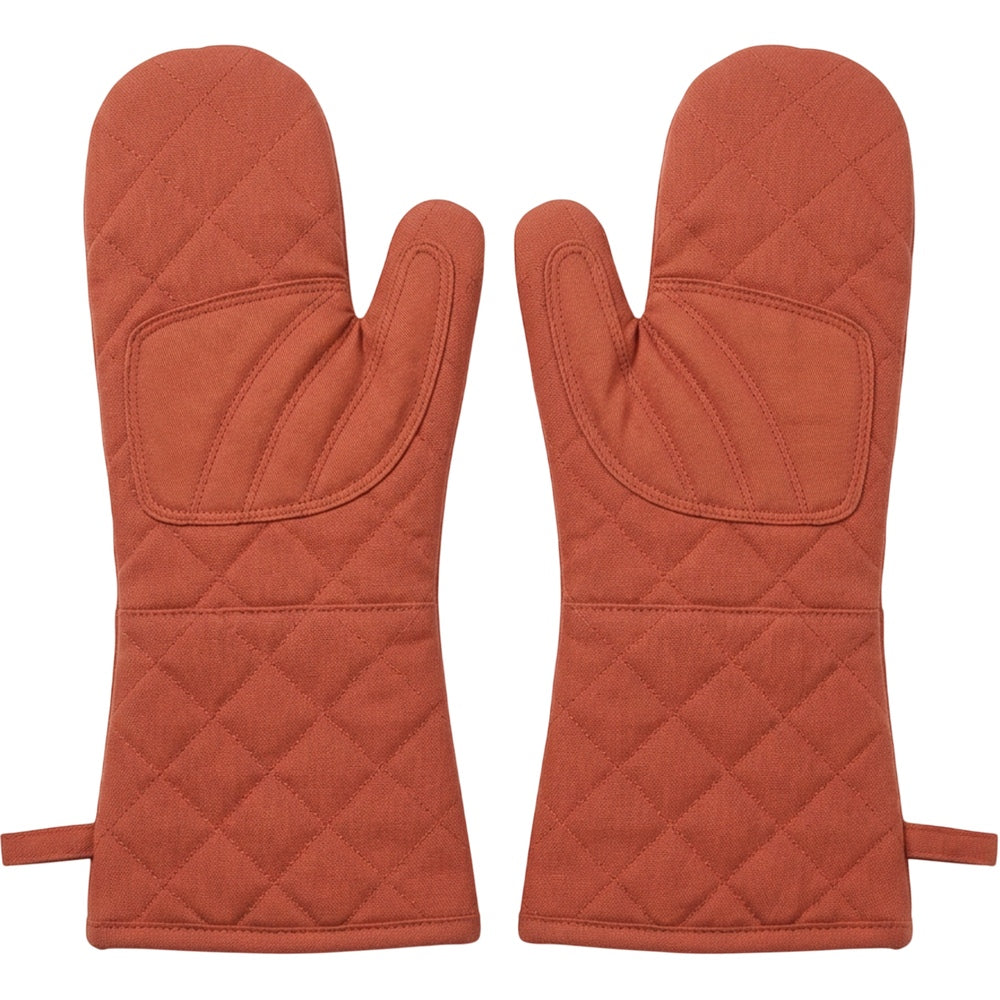 Baskliving Long Cuff Oven Gloves Cotton Terracotta Pair