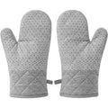 Baskliving Quilted Oven Mitts Silicone Grip Gray Pair
