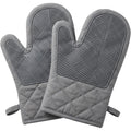 Baskliving Quilted Cotton Oven Mitts with Silicone Grip 2-Pack Gray