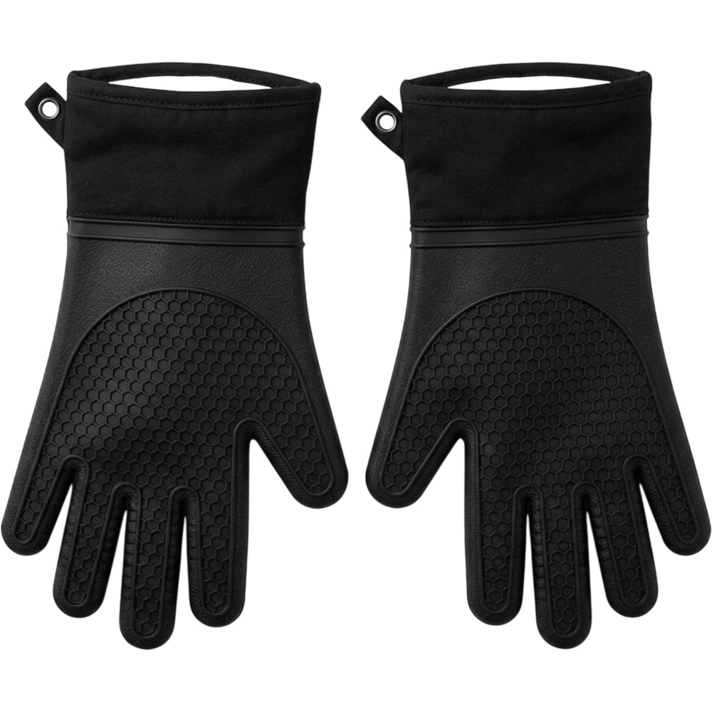 Baskliving Silicone Oven Gloves Waterproof Pair Black