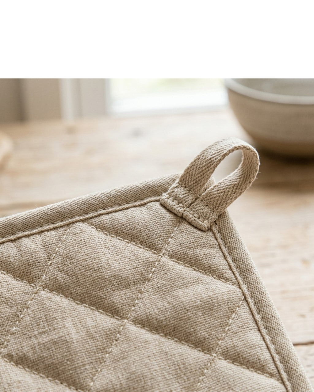 Baskliving Cotton Pot Holder and Oven Mitt Set 4-Piece Beige