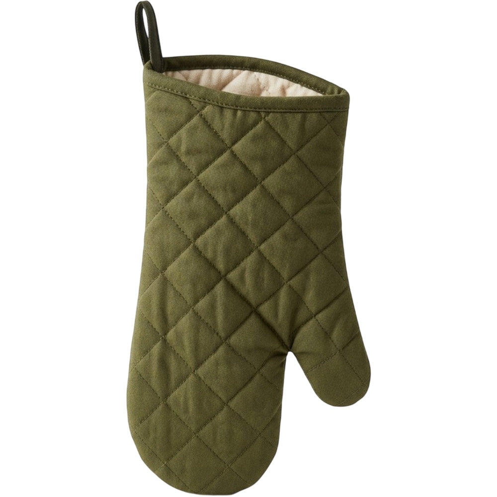 Baskliving Hanging Oven Mitts Cotton Lining 13 in Olive